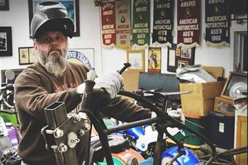 Here's Dan at Matt Olsen's shop working on a frame.